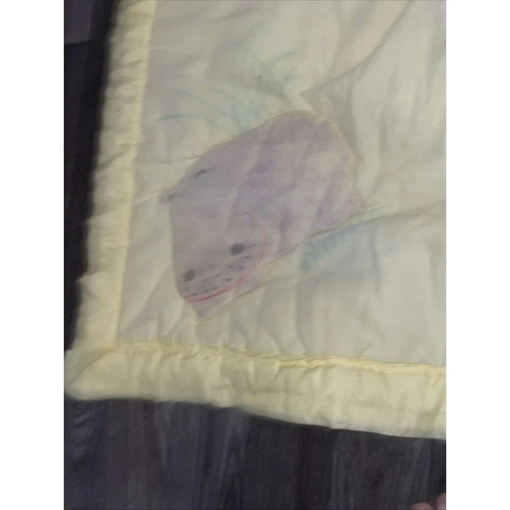 Homemade Baby comforter Quilt Crib Bedding Yellow Vintage Animals